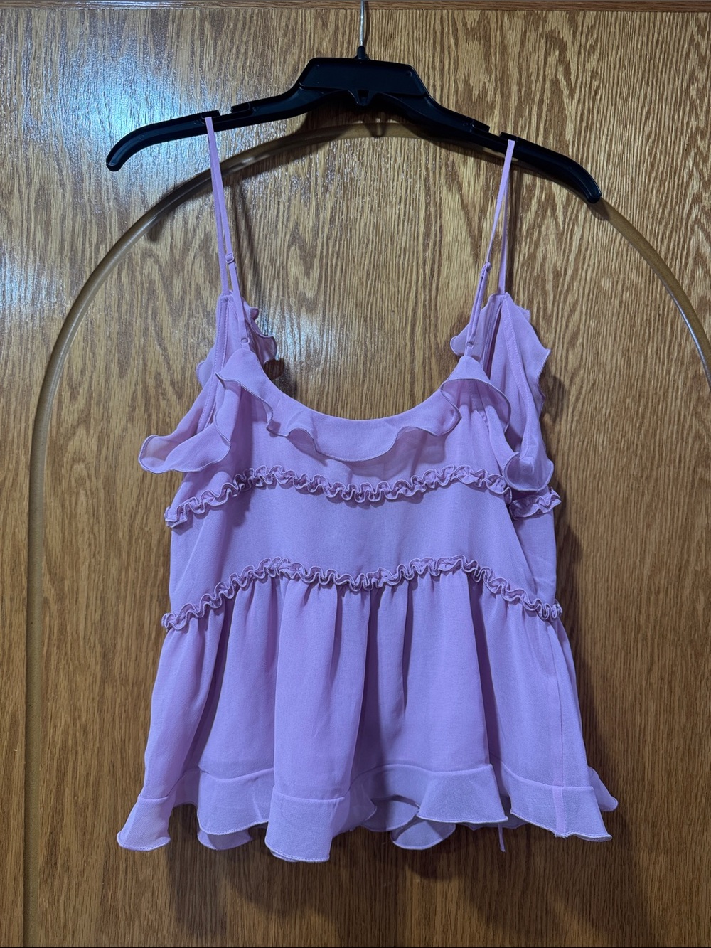 Lavender Ruffled Spaghetti-Strap Tank Top - Women